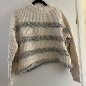 Lou & Gray Cozy Cream and Gray Striped Sweater